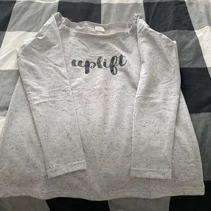 Gray Zyia Active off the shoulder sweatshirt in great condition. Size XS